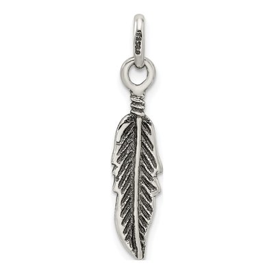 Sterling Silver Antiqued Feather Pendant – view 5