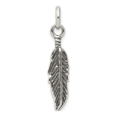 Sterling Silver Antiqued Feather Pendant