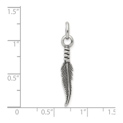 Sterling Silver Antiqued Feather Charm – view 4
