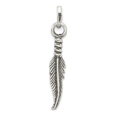 Sterling Silver Antiqued Feather Charm – view 5