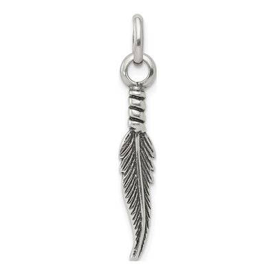 Sterling Silver Antiqued Feather Charm