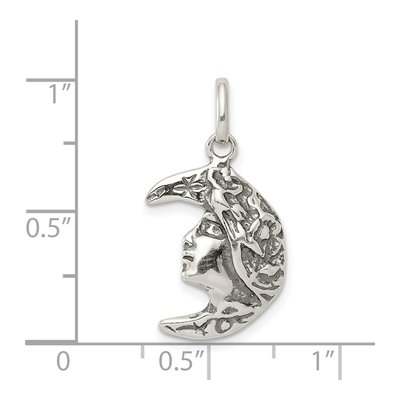 Sterling Silver Antiqued Moon Pendant – view 4