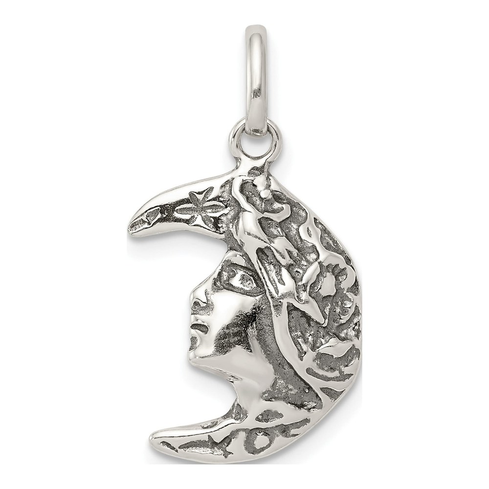 Sterling Silver Antiqued Moon Pendant
