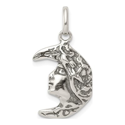 Sterling Silver Antiqued Moon Pendant