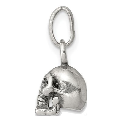 Sterling Silver Antiqued Skull Pendant – view 3