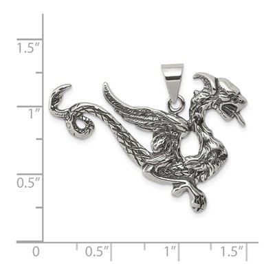 Sterling Silver Antiqued Dragon Pendant – view 4
