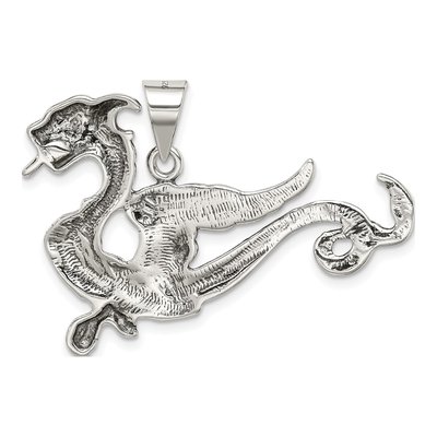 Sterling Silver Antiqued Dragon Pendant – view 5