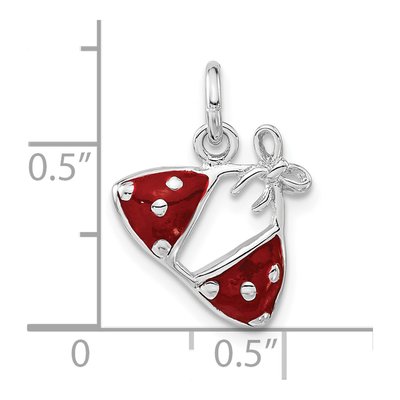 Sterling Silver Red Bikini Top Charm – view 3
