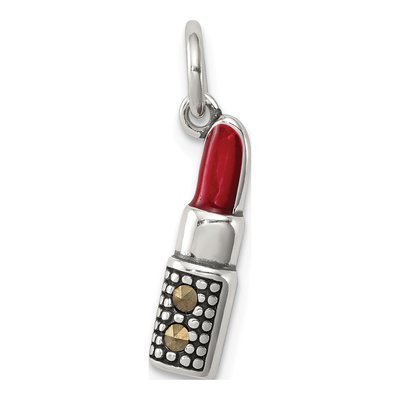 Sterling Silver Antiqued Lipstick Charm