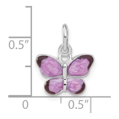 Sterling Silver Purple Enamel Butterfly Pendant – view 5