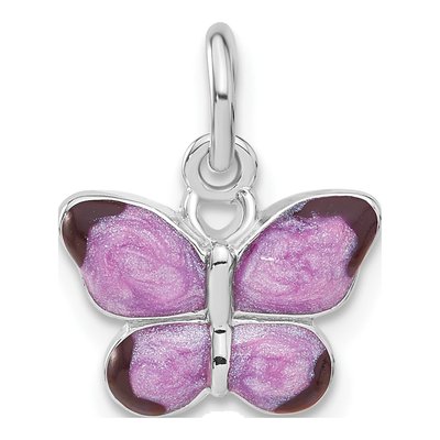 Sterling Silver Purple Enamel Butterfly Pendant