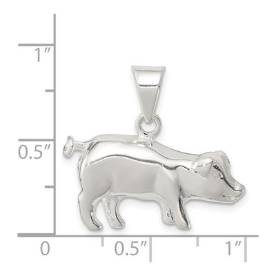 Sterling Silver Pig Pendant – view 4