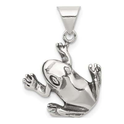 Sterling Silver Antiqued Frog Pendant