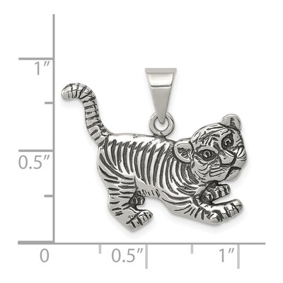 Sterling Silver Antiqued Tiger Pendant – view 4