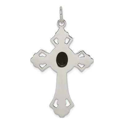 Sterling Silver Onyx Antiqued Cross Pendant – view 5