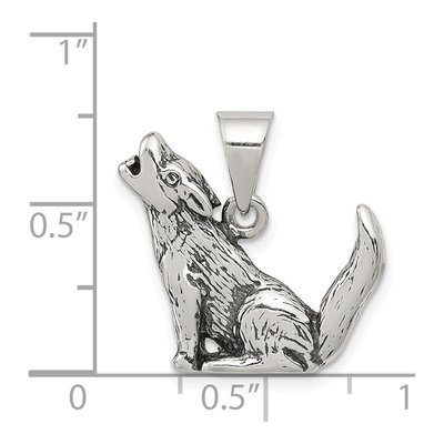 Sterling Silver Antiqued Wolf Pendant – view 4