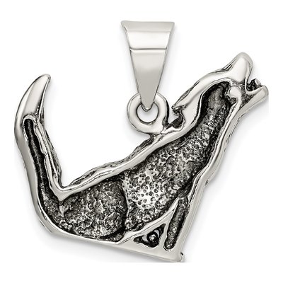 Sterling Silver Antiqued Wolf Pendant – view 5