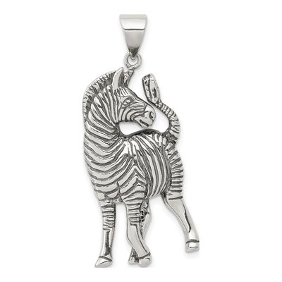 Sterling Silver Antiqued Zebra Pendant