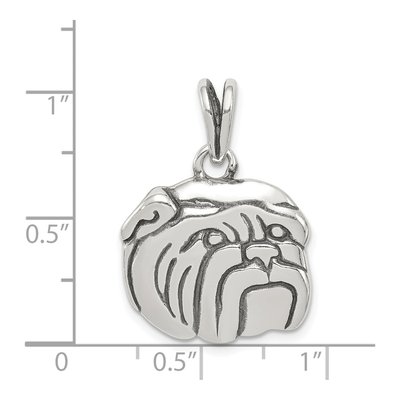 Sterling Silver Antiqued Bulldog Pendant – view 4