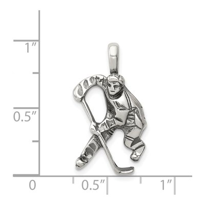 Sterling Silver Antiqued Hockey Player Charm – view 4