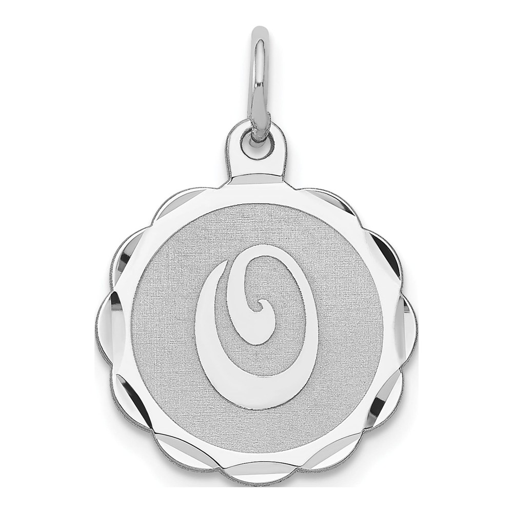 Sterling Silver Rhodium-Plated Brocaded Letter Q Initial Charm Pendant