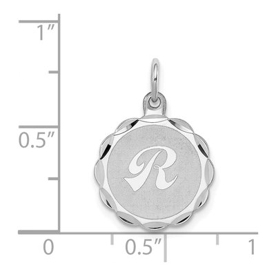 Sterling Silver Brocaded Letter R Pendant – view 5