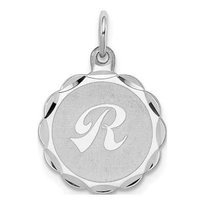 Sterling Silver Brocaded Letter R Pendant