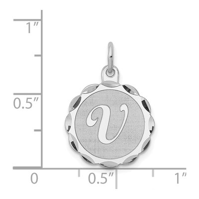 Sterling Silver Letter V Pendant – view 5
