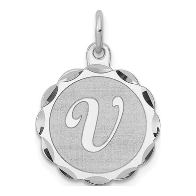 Sterling Silver Letter V Pendant
