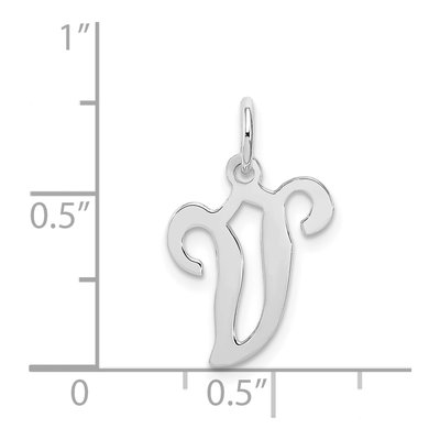 Sterling Silver Letter V Pendant – view 3