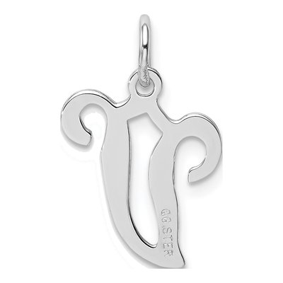 Sterling Silver Letter V Pendant – view 4