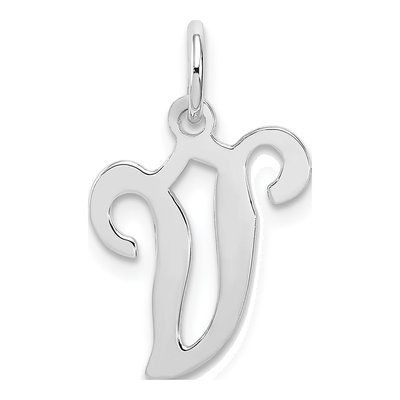 Sterling Silver Letter V Pendant