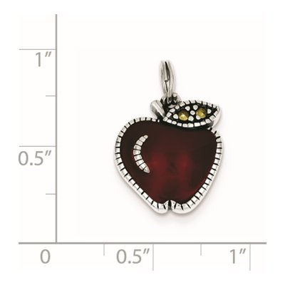 Sterling Silver Enameled Red Apple Charm – view 2