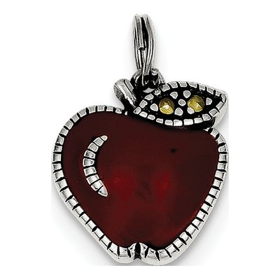 Sterling Silver Enameled Red Apple Charm