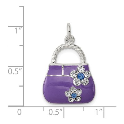 Sterling Silver CZ Enamel Purse Pendant – view 4