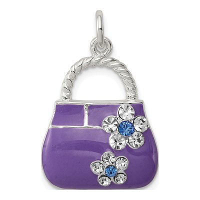 Sterling Silver CZ Enamel Purse Pendant