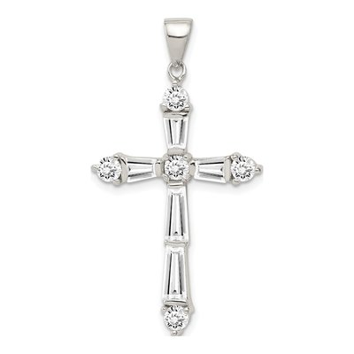 Sterling Silver CZ Cross Pendant