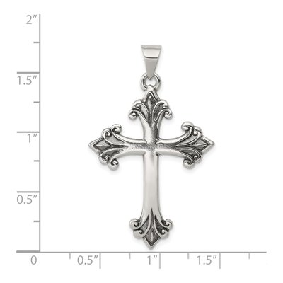 Sterling Silver Fleur de Lis Cross Pendant – view 4