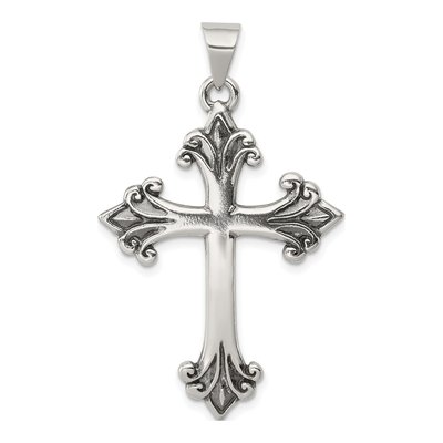 Sterling Silver Fleur de Lis Cross Pendant