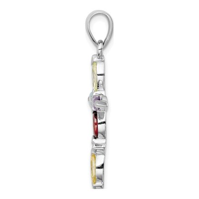 Sterling Silver CZ Multi-Color Cross Pendant – view 3