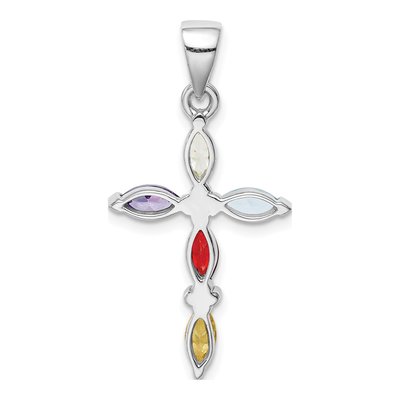 Sterling Silver CZ Multi-Color Cross Pendant – view 5
