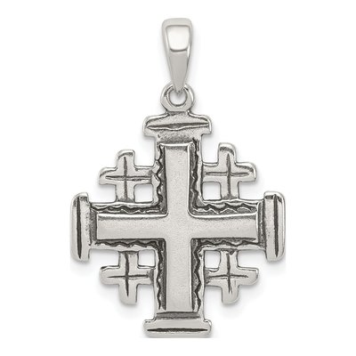Sterling Silver Antiqued Jerusalem Crusader Pendant