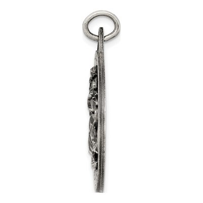 Sterling Silver Antiqued St Christopher Medal Pendant – view 3