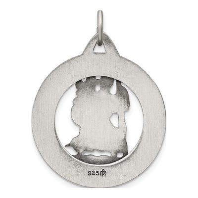 Sterling Silver Antiqued St Christopher Medal Pendant – view 4