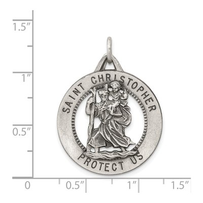 Sterling Silver Antiqued St Christopher Medal Pendant – view 5