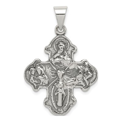 Sterling Silver Antiqued 4-Way Medal Pendant