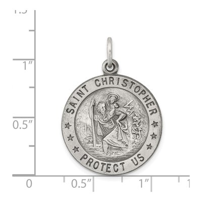 Sterling Silver Antiqued St Christopher Medal Pendant – view 4