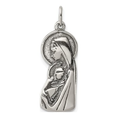 Sterling Silver Antiqued Blessed Mary Charm
