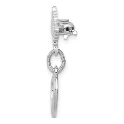 Sterling Silver Platinum-Plated Cross Dangle Pin – view 3