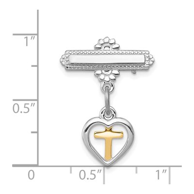 Sterling Silver Platinum-Plated Cross Dangle Pin – view 4